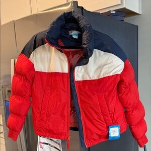 Red and Navy Puffer Jacket Columbia
